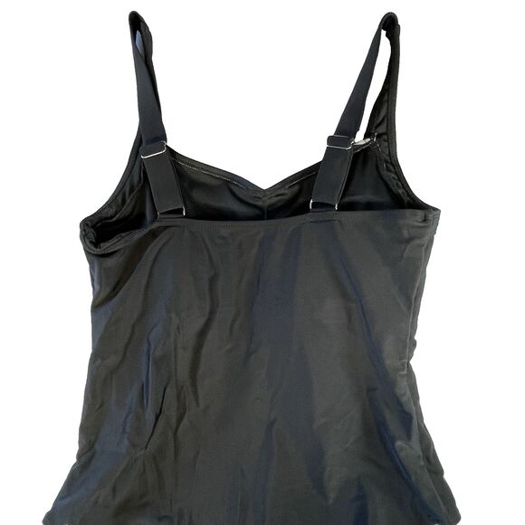 Women's one piece swimsuit block color black and white large simple bathing suit - Picture 12 of 16